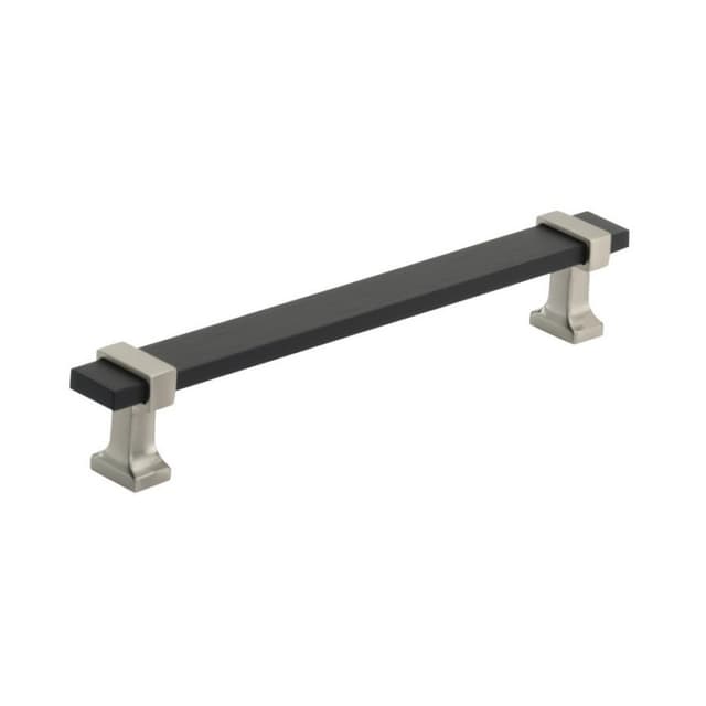 Amerock Overton Series 6-5/16 in (160 mm) Center to Center Brushed Matte Black/Satin Nickel Pull, -BP36683BMBG10