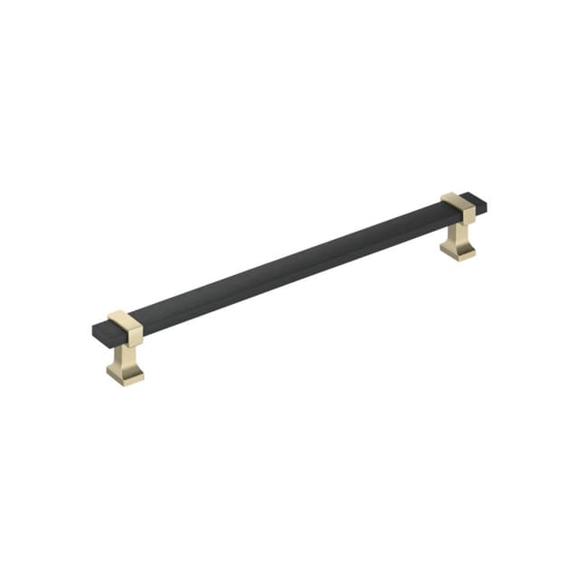 Amerock Overton Series 8-13/16 in (224 mm) Center to Center Matte Black/Golden Champagne Pull, BP36684BMBBBZ
