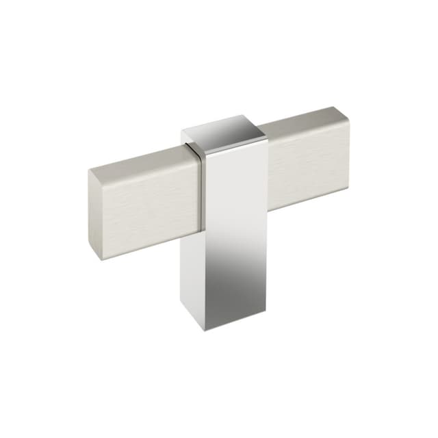 Amerock Mulino Series Satin Nickel/Polished Chrome 2-3/8 in (60 mm) L x 1/2 in (13 mm) W Knob, BP36720G1026