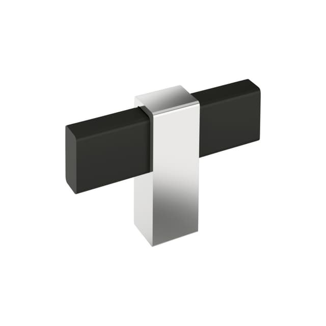 Amerock Mulino Series Matte Black/Polished Chrome 2-3/8 in (60 mm) L x 1/2 in (13 mm) W Knob, BP36720MB26