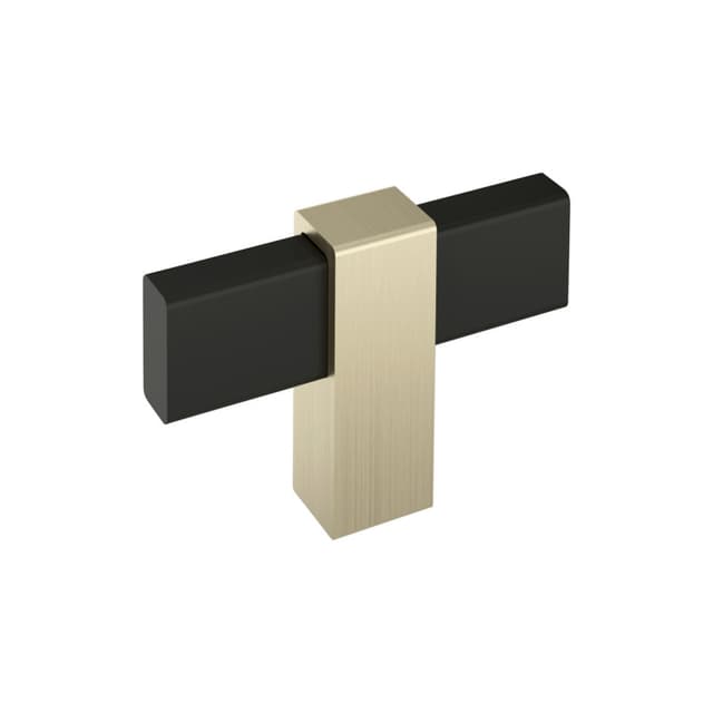 Amerock Mulino Series Matte Black/Golden Champagne 2-3/8 in (60 mm) L x 1/2 in (13 mm) W Knob, BP36720MBBBZ