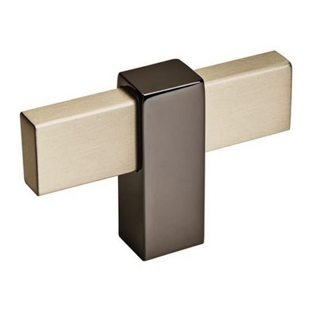 Amerock Mulino Series Silver Champagne/Black Nickel 2-3/8 in (60 mm) L x 1/2 in (13 mm) W Knob, -BP36720SCBN