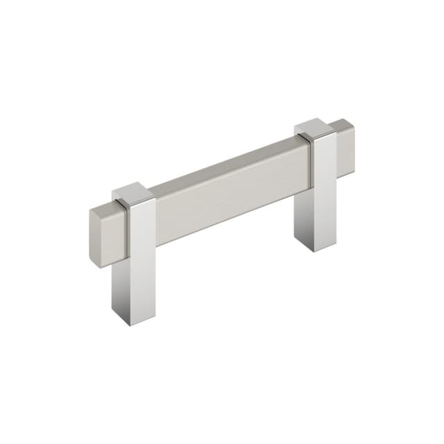 Amerock Mulino Series 3 in (76 mm) Center to Center Satin Nickel/Polished Chrome Pull, BP36722G1026