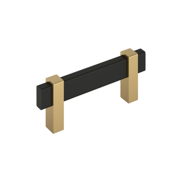 Amerock Mulino Series 3 in (76 mm) Center to Center Matte Black/Golden Champagne Pull, BP36722MBCZ