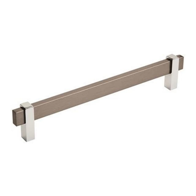 Amerock Mulino Series 7-9/16 in (192 mm) Center to Center Black Brushed Nickel/Polished Chrome Pull, -BP36725BBN26