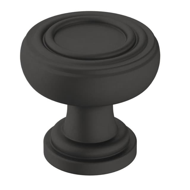 Amerock Ville Series Matte Black 1-1/8 in (29 mm) Diameter Knob, - BP36774FB