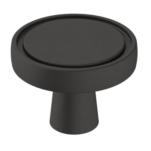 Amerock Destine Series Matte Black 1-3/8 in (35 mm) Diameter Knob, - BP36857FB