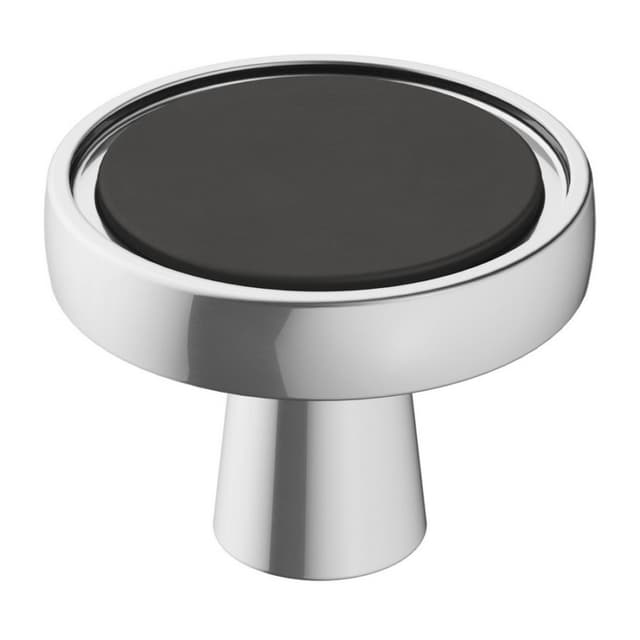 Amerock Mergence Series Polished Chrome/Matte Black 1-3/8 in (35 mm) Diameter Knob, - BP36857FB26