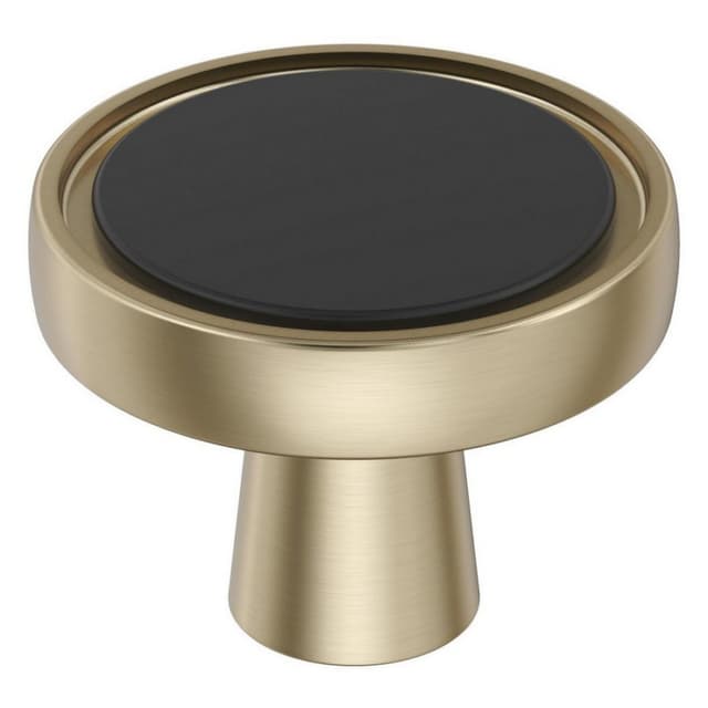 Amerock Mergence Series Matte Black/Golden Champagne 1-3/8 in (35 mm) Diameter Knob, BP36857FBBBZ