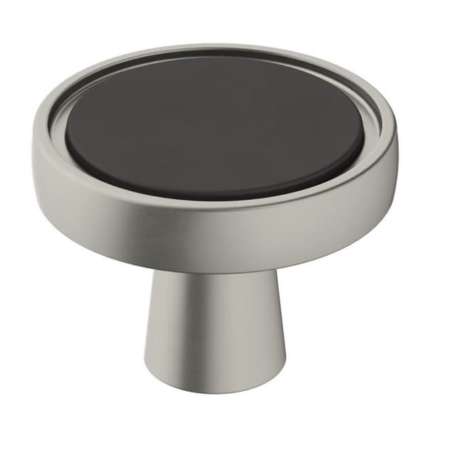 Amerock Mergence Series Matte Black/Satin Nickel 1-3/8 in (35 mm) Diameter Knob, - BP36857FBG10
