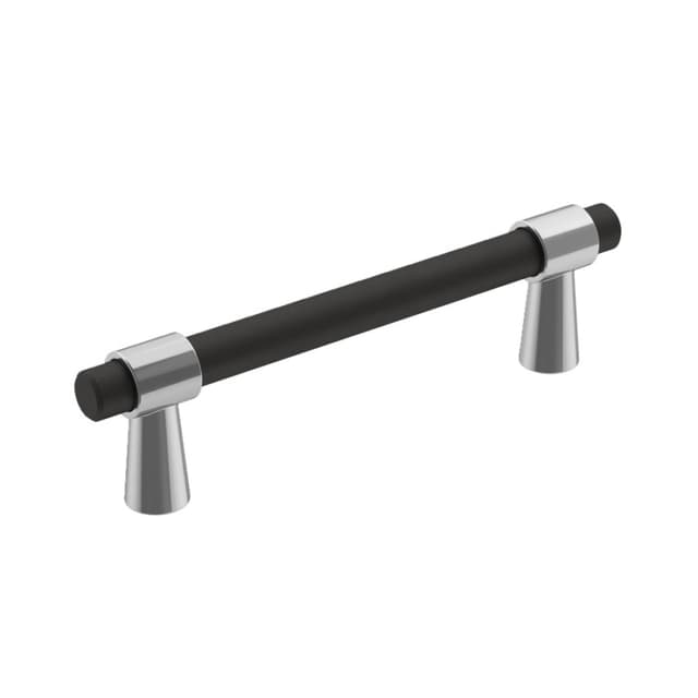 Amerock Mergence Series 3-3/4 in (96 mm) Center to Center Polished Chrome/Matte Black Pull, -BP36858FB26
