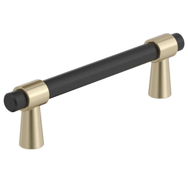 Amerock Mergence Series 3-3/4 in (95 mm) Center to Center Matte Black/Golden Champagne Pull, BP36858FBBBZ