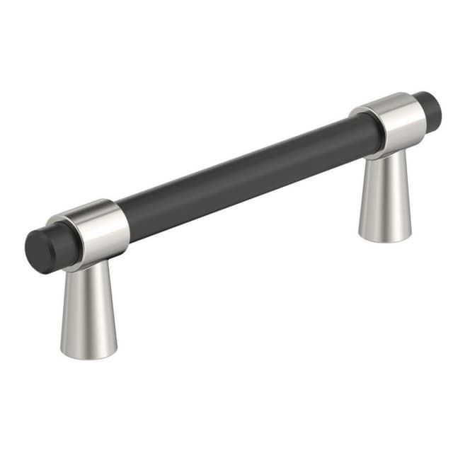 Amerock Mergence Series 3-3/4 in (95 mm) Center to Center Matte Black/Polished Nickel Pull, BP36858FBPN
