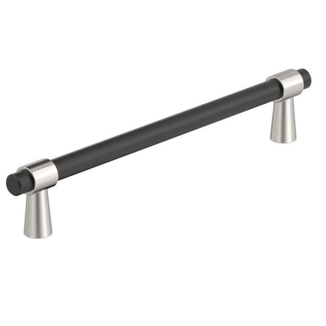 Amerock Mergence Series 6-5/16 in (160 mm) Center to Center Matte Black/Polished Nickel Pull, BP36860FBPN