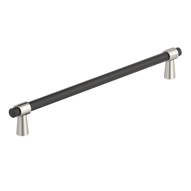 Amerock Mergence Series 8-13/16 in (224 mm) Center to Center Matte Black/Polished Nickel Pull, BP36861FBPN