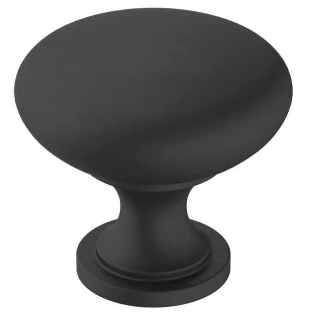 Amerock Era Series Matte Black 1-1/4 in (32 mm) Diameter Knob, - BP36907FB