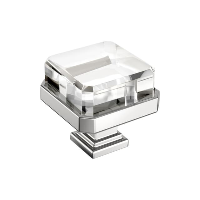 Amerock Glacio Series Clear/Polished Chrome 1-3/16 in (30 mm) L x 1-3/16 in (30 mm) W Knob, BP36975C26
