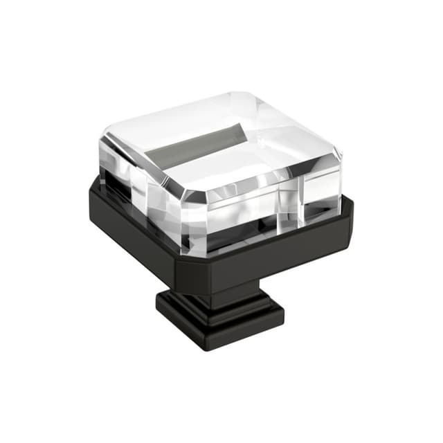 Amerock Glacio Series Clear/Black Bronze 1-3/16 in (30 mm) L x 1-3/16 in (30 mm) W Knob, BP36975CBBR