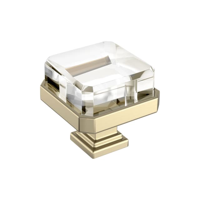 Amerock Glacio Series Clear Glass/Golden Champagne 1-3/16 in (30 mm) L x 1-3/16 in (30 mm) W Knob, BP36975CBBZ