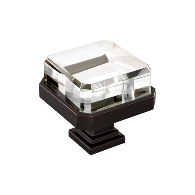Amerock Glacio Series Clear/Oil Rubbed Bronze 1-3/16 in (30 mm) L x 1-3/16 in (30 mm) W Knob, BP36975CORB