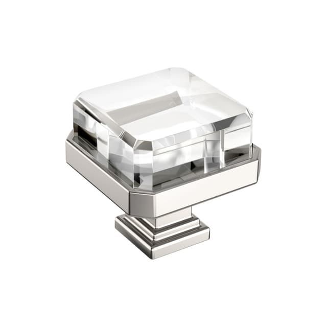 Amerock Glacio Series Clear/Polished Nickel 1-3/16 in (30 mm) L x 1-3/16 in (30 mm) W Knob, BP36975CPN
