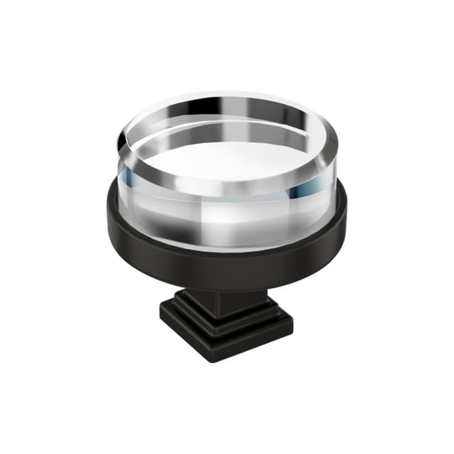Amerock Glacio Series Clear/Black Bronze 1-1/2 in (38 mm) Diameter Knob, BP36976CBBR