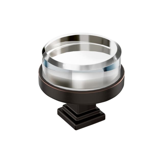 Amerock Glacio Series Clear/Oil Rubbed Bronze 1-1/2 in (38 mm) Diameter Knob, BP36976CORB
