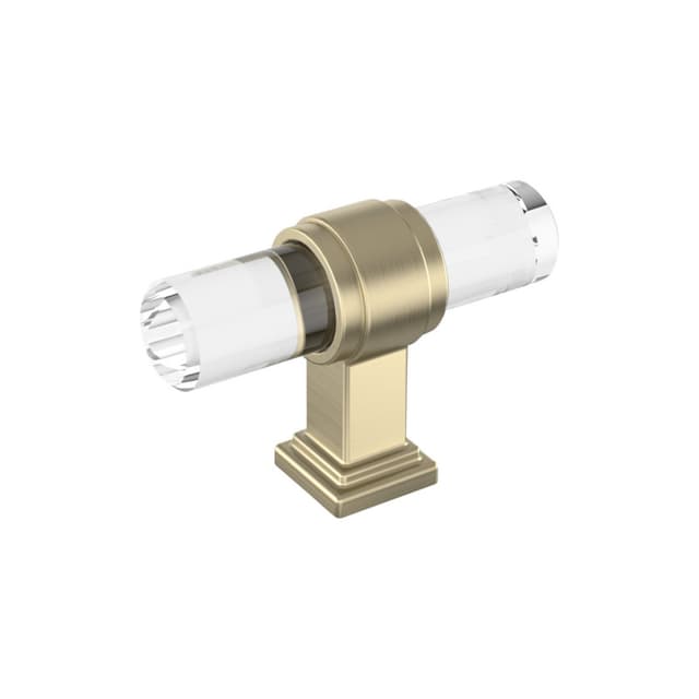 Amerock Glacio Series Clear Glass/Golden Champagne 2-1/8 in (54 mm) L x 9/16 in (14 mm) W Knob, BP36977CBBZ