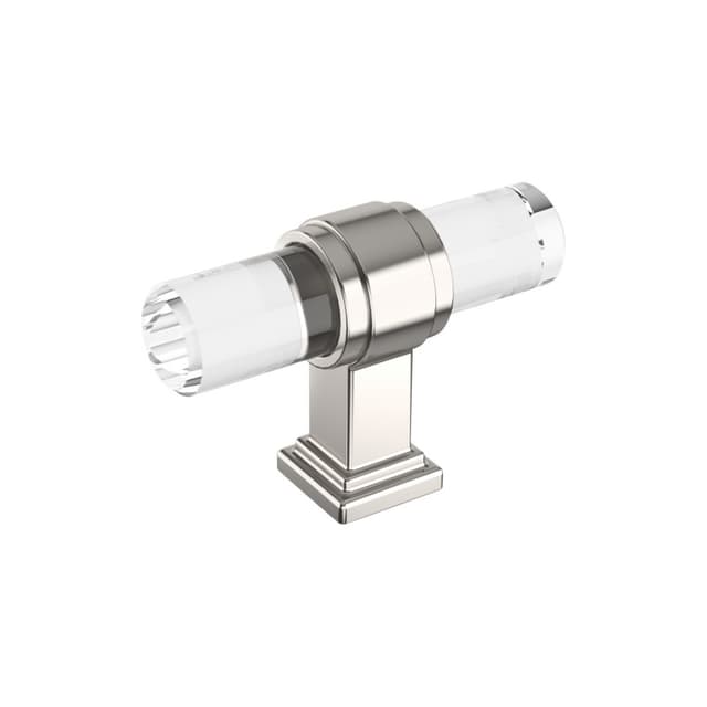 Amerock Glacio Series Clear/Polished Nickel 2-1/8 in (54 mm) L x 9/16 in (14 mm) W Knob, BP36977CPN