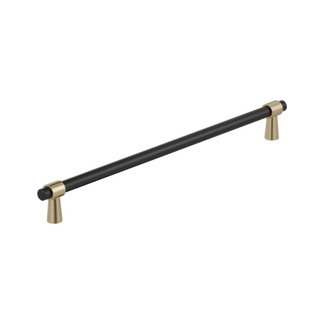 Amerock Mergence Series 12-5/8 in (320 mm) Center to Center Matte Black/Golden Champagne Pull, BP36983FBBBZ
