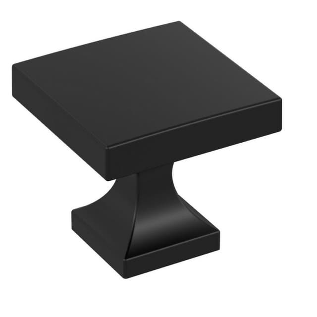 Amerock Pedestal Series Matte Black 1-1/16 in (27 mm) L x 1-1/16 in (27 mm) W Knob, BP37024MB