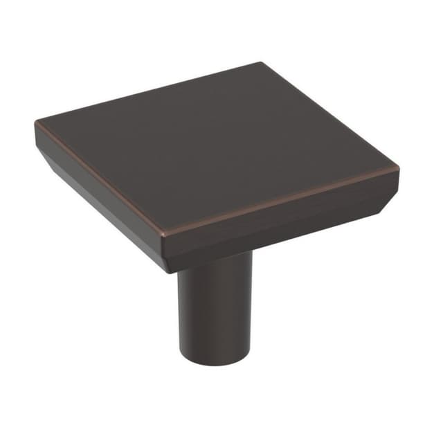 Amerock Chamfered Edge Series Oil Rubbed Bronze 1-1/16 in (27 mm) L x 1-1/16 in (27 mm) W Knob, -BP37028ORB