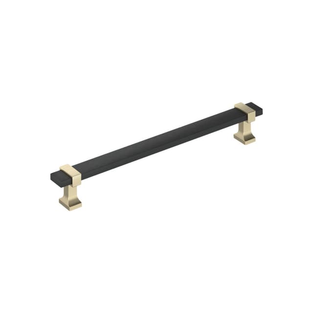Amerock Overton Series 3-3/4 in (95 mm) Center to Center Matte Black/Golden Champagne Pull, BP37081BMBBBZ