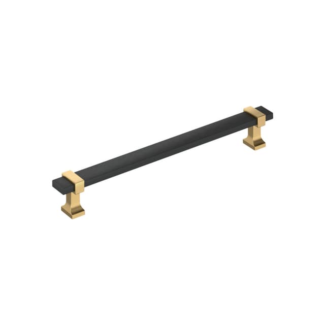 Amerock Overton Series 3-3/4 in (95 mm) Center to Center Matte Black/Golden Champagne Pull, BP37081BMBCZ