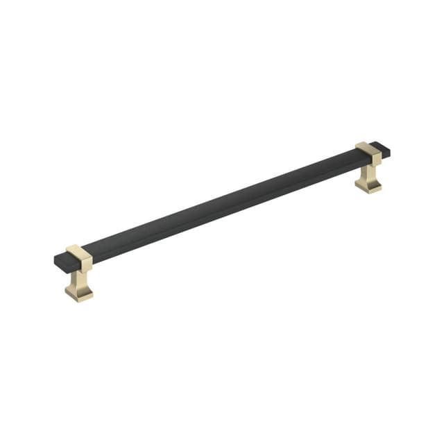 Amerock Overton Series 5-1/16 in (128 mm) Center to Center Matte Black/Golden Champagne Pull, BP37082BMBBBZ