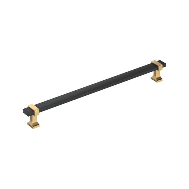 Amerock Overton Series 5-1/16 in (128 mm) Center to Center Matte Black/Golden Champagne Pull, BP37082BMBCZ
