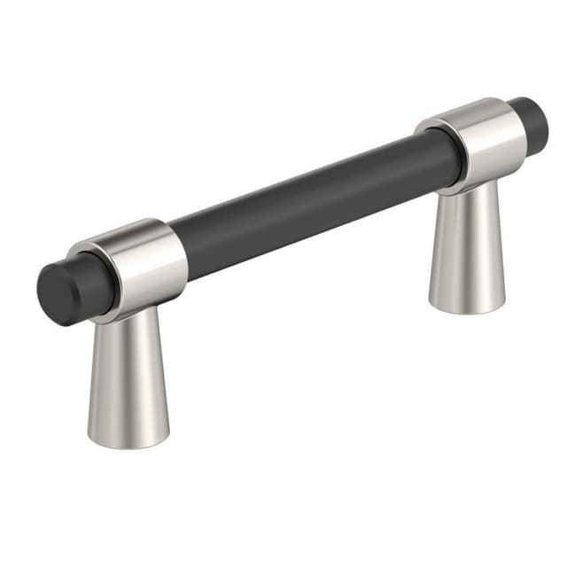Amerock Mergence Series 3 in (76 mm) Center to Center Matte Black/Polished Nickel Pull, BP37385FBPN