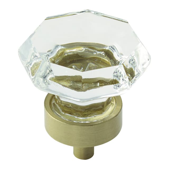 Amerock Traditional Classics Series Clear Glass/Golden Champagne 1-5/16 in (33 mm) Diameter Knob, - BP55268CBBZ