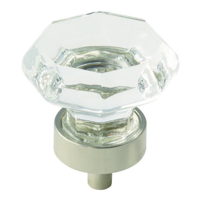 Amerock Traditional Classics Series Clear Glass/Polished Nickel 1-5/16 in (33 mm) Diameter Knob, - BP55268CPN