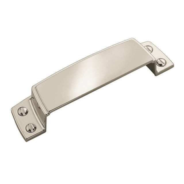 Amerock Highland Ridge Series 3-1/2 in (89 mm) Center to Center Polished Nickel Cup Pull, -BP55318PN