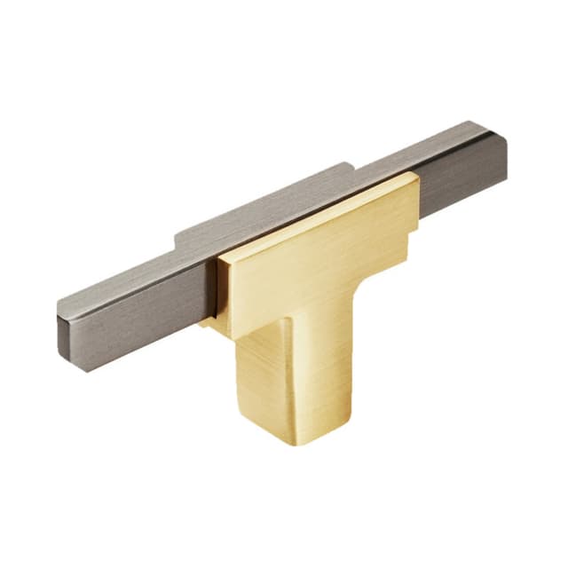 Amerock Urbanite Series Brushed Gold/Black Chrome 2-5/8 in (67 mm) L x 1/2 in (13 mm) W Knob, -BP67BGLBCR