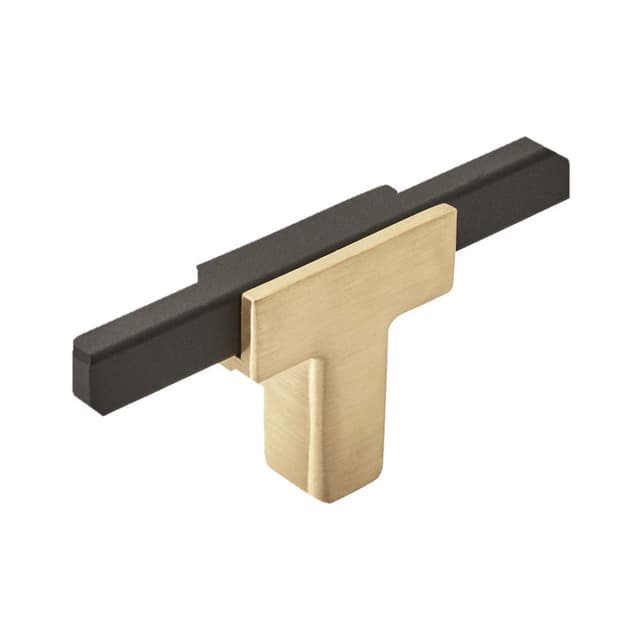 Amerock Urbanite Series Brushed Gold/Matte Black 2-5/8 in (67 mm) L x 1/2 in (13 mm) W Knob, -BP67BGLMB