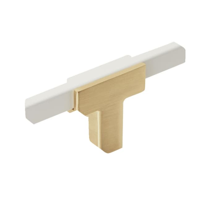 Amerock Urbanite Series Brushed Gold/White 2-5/8 in (67 mm) L x 1/2 in (13 mm) W Knob, -BP67BGLWHT