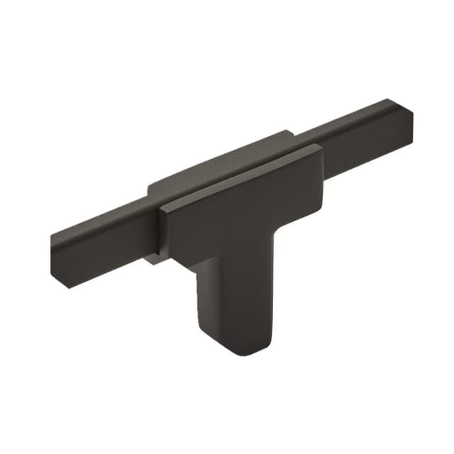 Amerock Urbanite Series Matte Black/Matte Black 2-5/8 in (67 mm) L x 1/2 in (13 mm) W Knob, -BP67MBMB