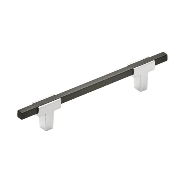 Amerock Urbanite Series 5-1/16 in (128 mm) Center to Center Polished Chrome/Brushed Matte Black Pull, -BP77812826BMB