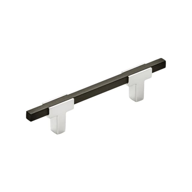 Amerock Urbanite Series 3-3/4 in (96 mm) Center to Center Polished Chrome/Brushed Matte Black Pull, -BP7789626BMB