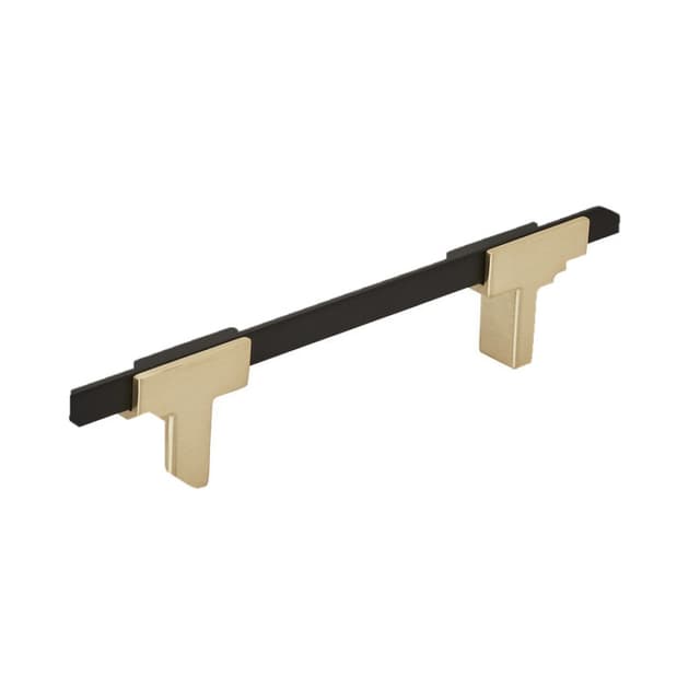 Amerock Urbanite Series 3-3/4 in (96 mm) Center to Center Brushed Gold/Matte Black Pull, -BP77896BGLMB