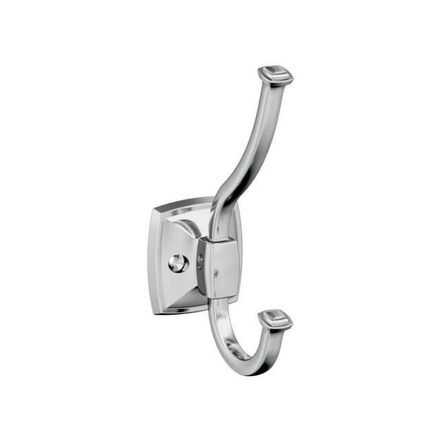 5-1/4" x 5-1/4" Kinsale Double Prong Decorative Wall Hook, Polished Chrome
