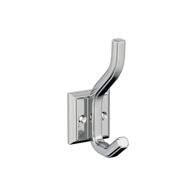 4-1/2" x 4-1/2" Aliso Double Prong Decorative Wall Hook, Polished Chrome