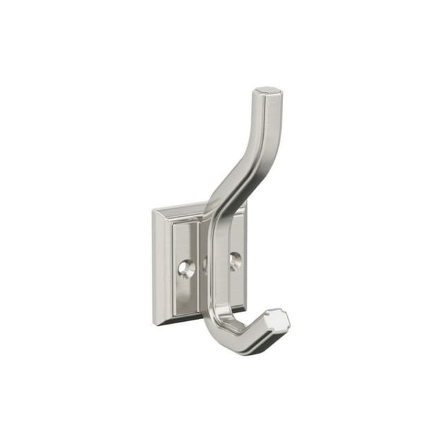 4-1/2" x 4-1/2" Aliso Double Prong Decorative Wall Hook, Satin Nickel